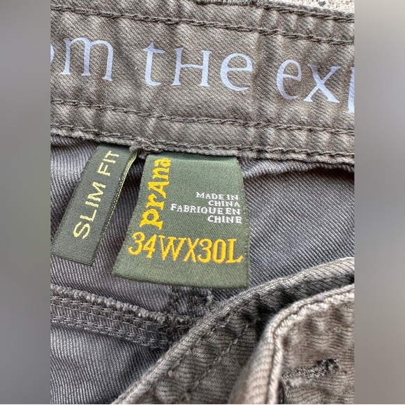 Prana Breathe Stretch Hiking Climbing Pants Mens 34x30 Slim Fit Outdoor Green - Picture 4 of 9